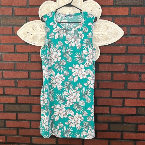 Beach Dress - Emerald Green and Pink/White - Picture 1 of 4